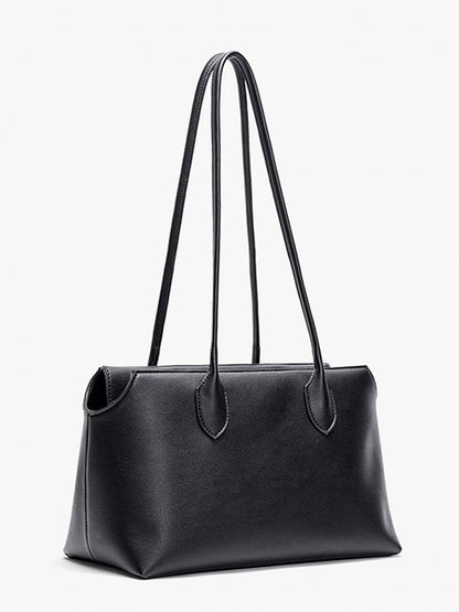 Black Minimalist Soft-Sided One-Shoulder Tote Bag - Spacious And Stylish