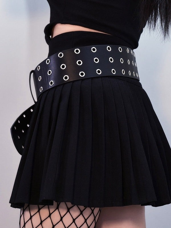 Gothic Cyberpunk Black PU Waist Belt