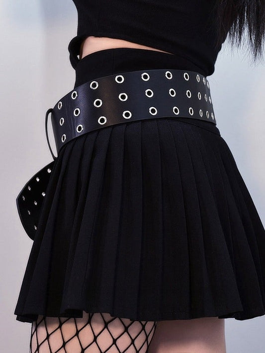 Gothic Cyberpunk Black PU Waist Belt