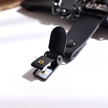 Black Gothic Punk PU Garter with Chains