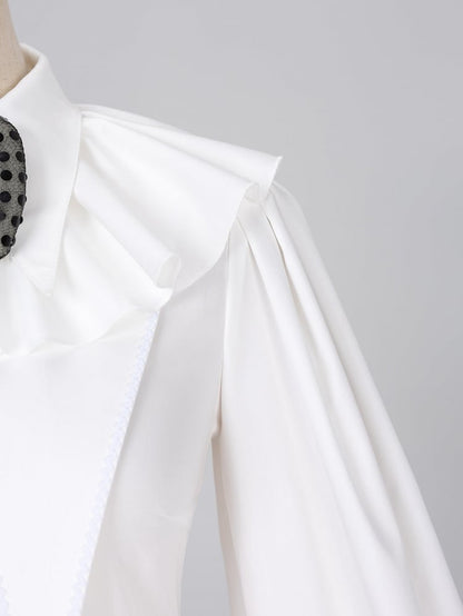 Ouji Fashion Clown Vibes White Shirt with Separate Collar and Polka Dot Bowtie