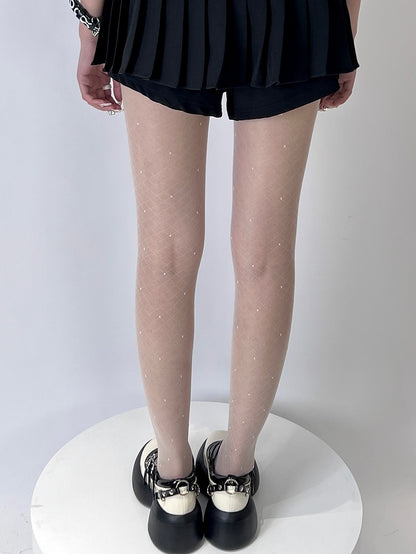 Black/White Diamond Pattern Tights