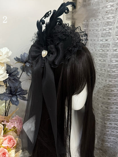 5 Options Feather Decorated Bownot Design Lace Trim Mini Hat