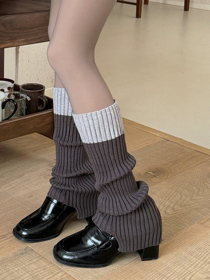 White/Khaki/Dark Blue/Dark Grey/Dark Red/Coffee Knitted Leg Warmers
