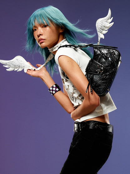 Black Bunny Skeleton Shoulder Bag