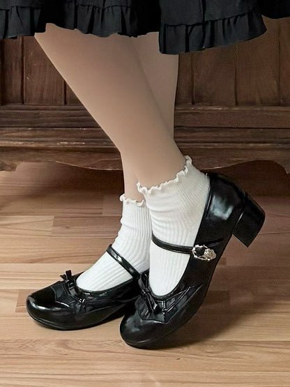 Black Gothic Bow at Top Spiderweb Design Mary Janes