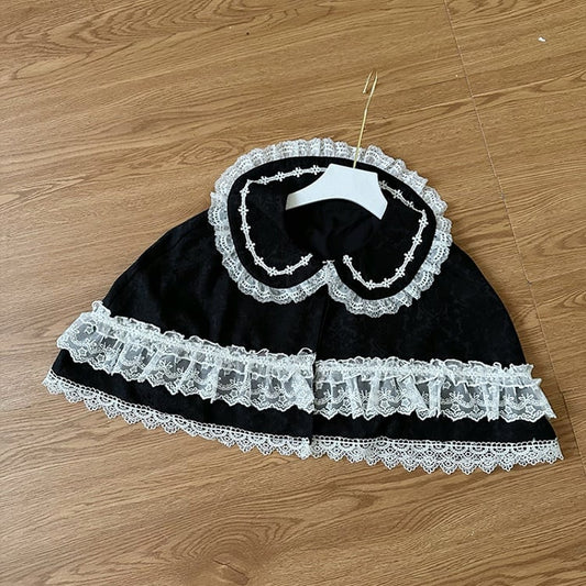 Pink / Blue / Red / Apricot / Black Peter Pan Collar Cape