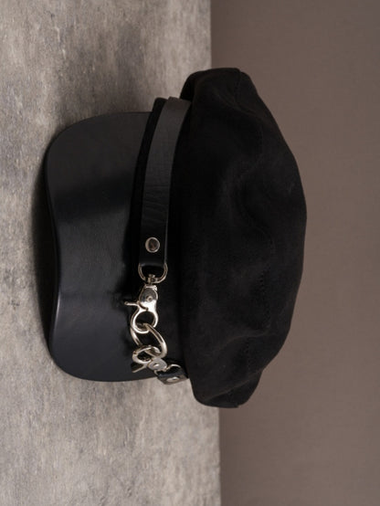 Black Gothic Buckles Design Beret Hat