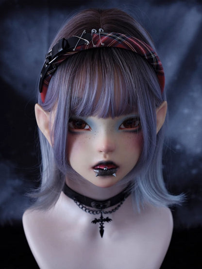 Gothic Buckle Strap Red Plaid KC with Pins