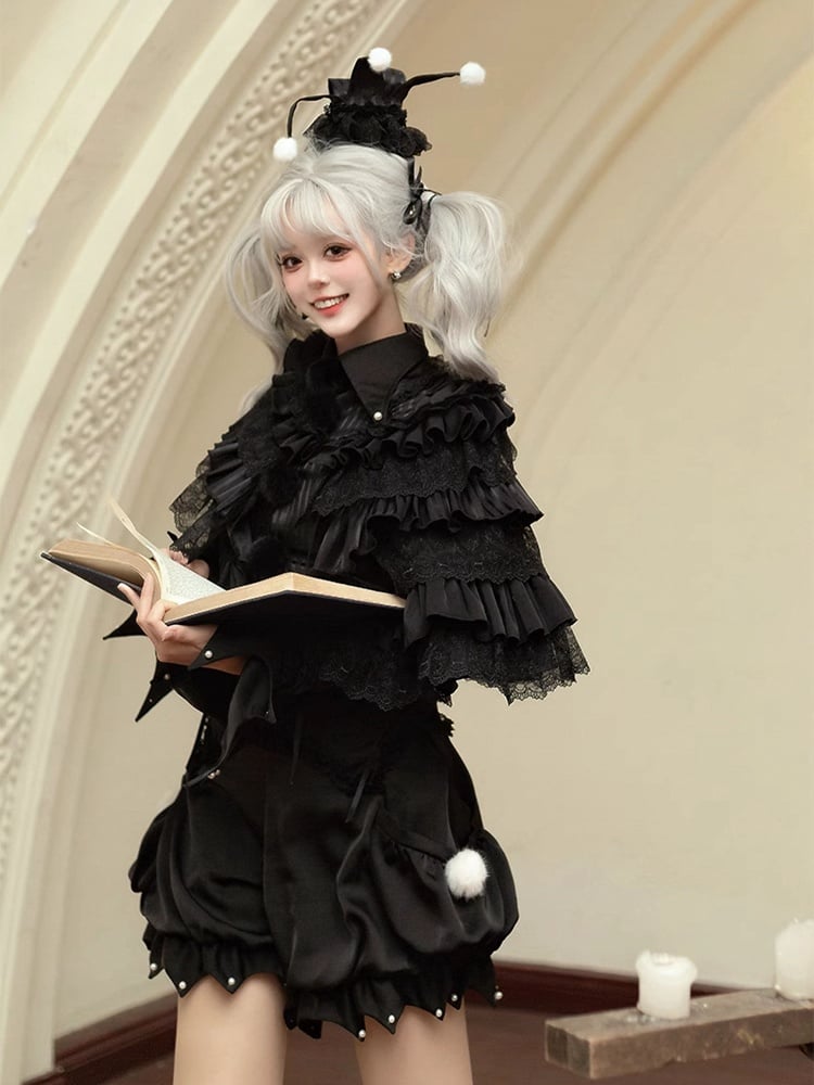 Black / Apricot Circus Clown Mini Hat