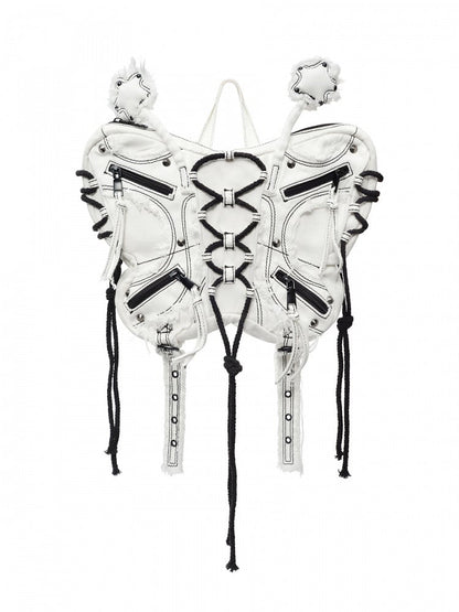 White Butterfly Frayed Hem Denim Bag