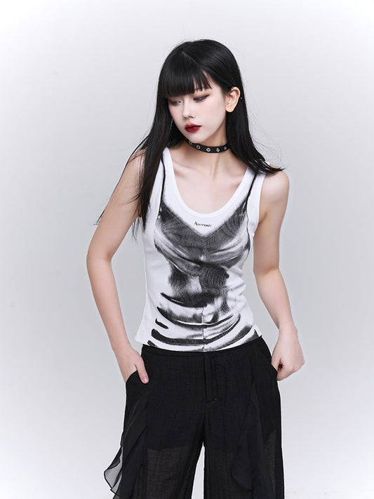 White/Black Glomorous Slim-fitting Tank Top