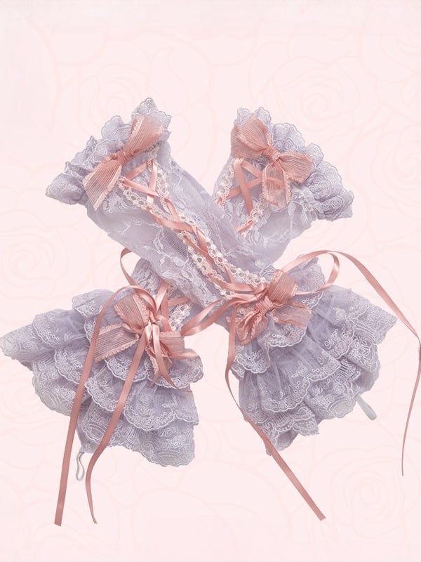 Blue / Purple & Pink Lace Wrist Cuffs