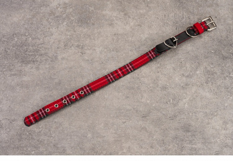 Heart PU Buckle Gothic Red Plaid Choker