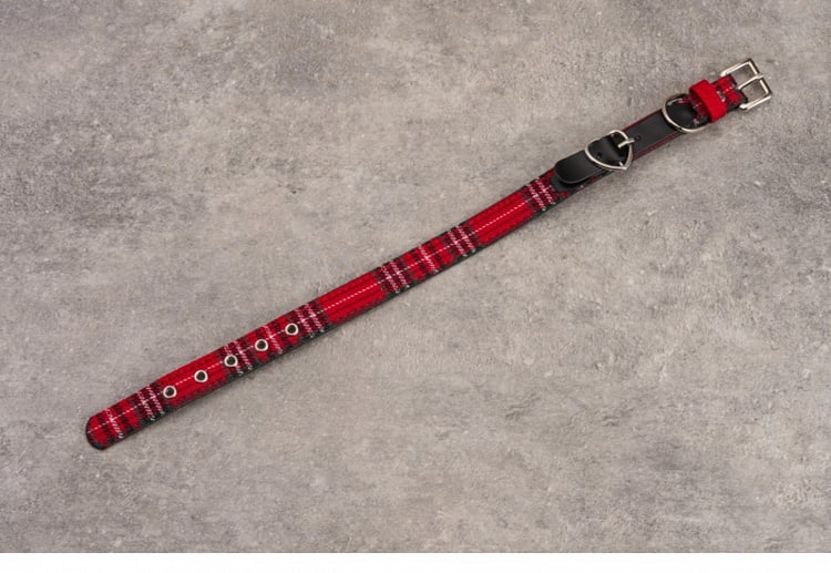 Heart PU Buckle Gothic Red Plaid Choker
