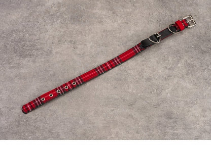 Heart PU Buckle Gothic Red Plaid Choker