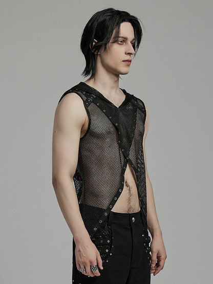 Black Punk Hooded Vest