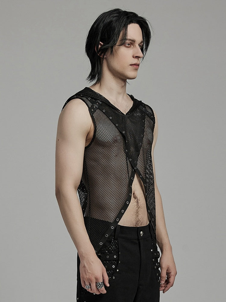 Black Punk Hooded Vest