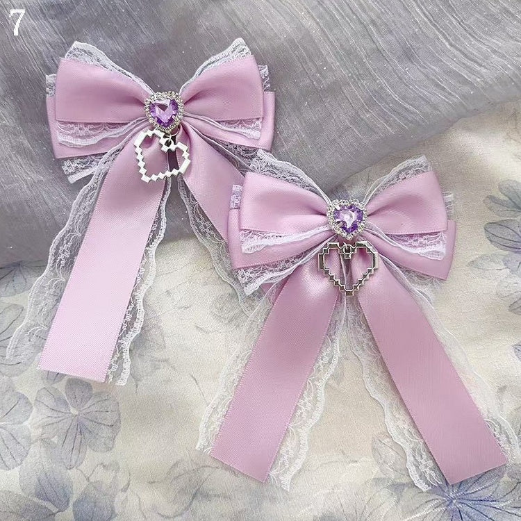15 Options Heart Decorated Bowknot Hairclips