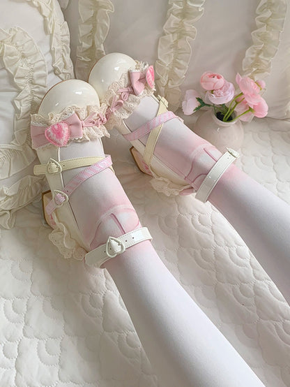 White Chocolate Strawberry Cake Sweet Lolita Mary Jane Shoes