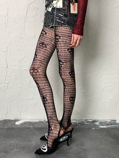 Black Gothic Skeleton Hollow-out Tights