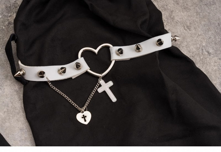 Pins and Studs Decorated Black and White Bowknots Gothic Leg Warmers