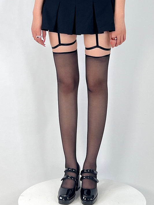 4 Color Options Semi-sheer Suspender Stockings