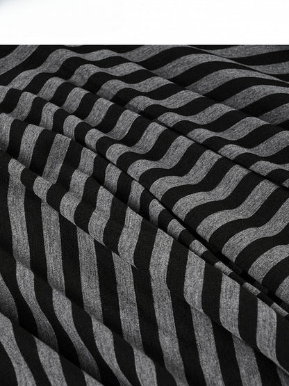 Black Y2K Striped Pattern Handkerchief Hem