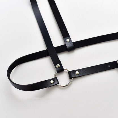Punk PU Black Crossbody Strap