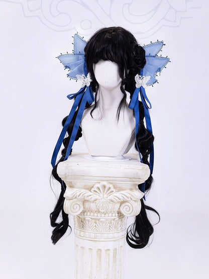 Butterfly Fabric Blue and White Porcelain Embroidery Chinoiserie Style Lolita Dress Long Version