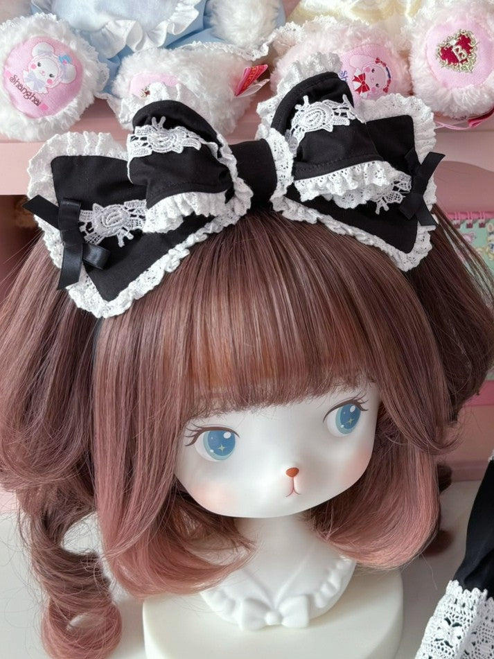 Pink/Wine Red/Black Lace Trim Bowknot KC