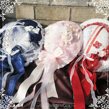 4 Options Beaded Decorated Floral Design Bowknot Decorated Mini Hat