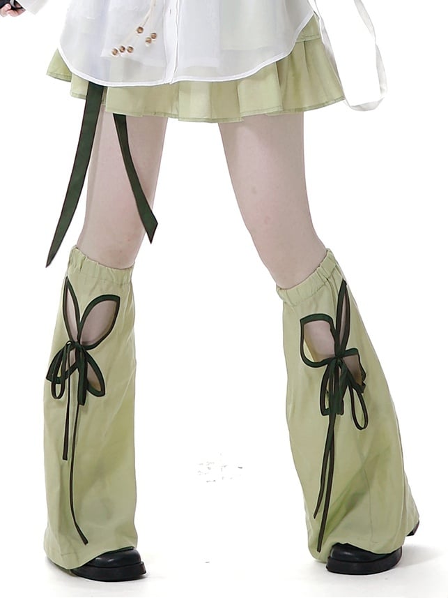 Butterfly-shaped Cutout Green Cheongsam Style Leg Warmers