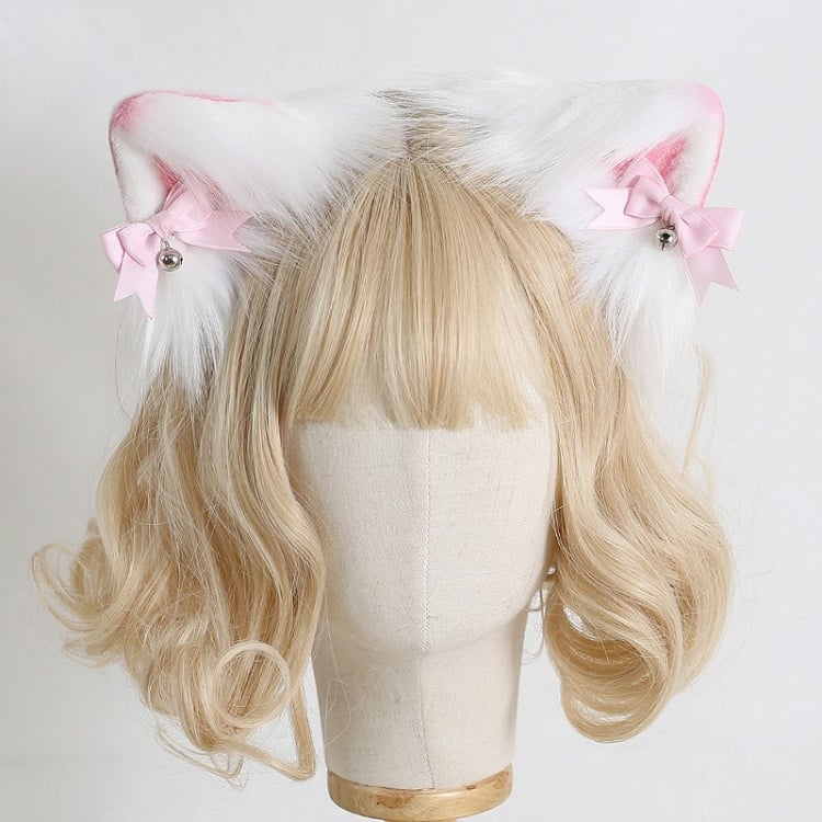 7 Colors Faux Fur Kitty Ear KC with Detachable Bell-Decorated Bows