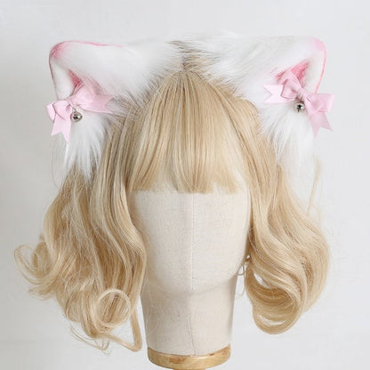7 Colors Faux Fur Kitty Ear KC with Detachable Bell-Decorated Bows