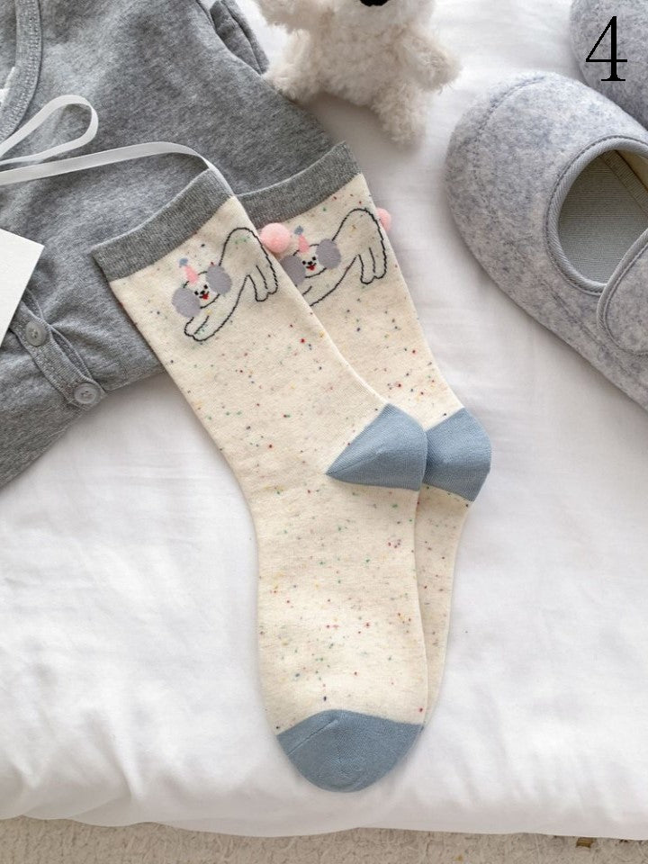 4 Options Bunny/Puppy/Kitty Print Calf Socks