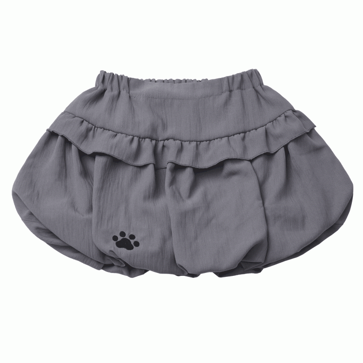 Cat Paw Embroidery Gray Bubble Skirt