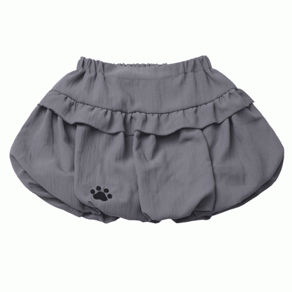 Cat Paw Embroidery Gray Bubble Skirt