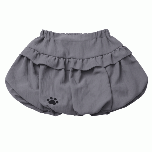 Cat Paw Embroidery Gray Bubble Skirt