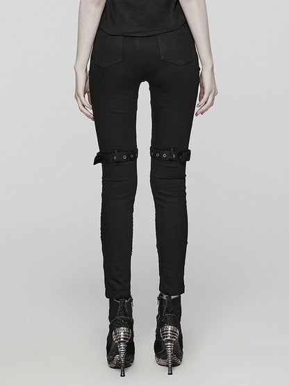 Black Punk Hollow Washed Jeans
