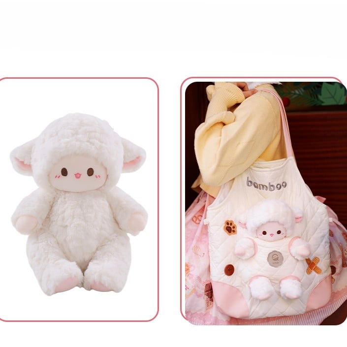 White&Pink Cut-out Design Crossbody Bag With 3 Options Detachable Plushie