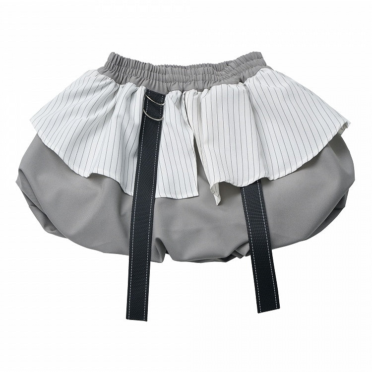 Gray/Black & Red Playful Bubble Mini Skirt with Dynamic Strap Accents