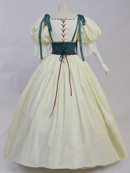 Bavarian Landhaus Historical Costume - Light Yellow Boned Bodice Top + Skirt + Corset Belt
