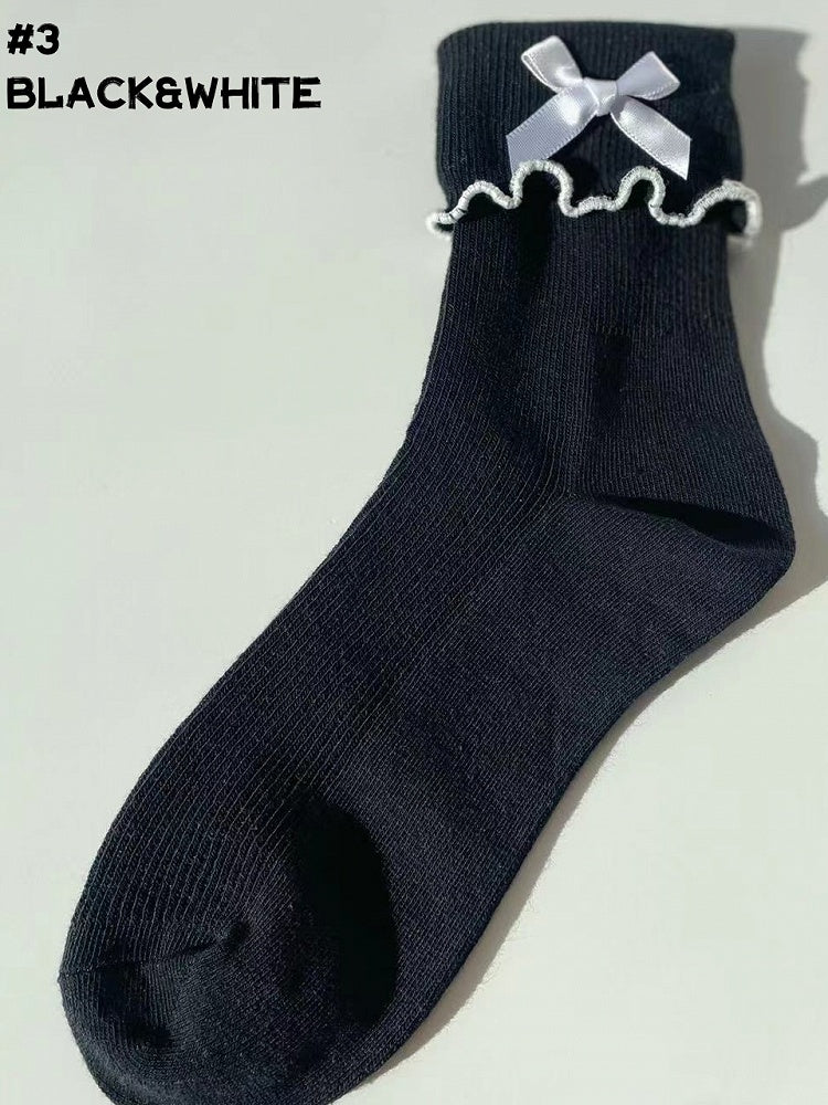 8 Options Ruffled Contrast Trim Lolita Ankle Socks