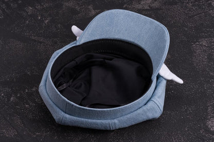 Handmade Star Buckle and Wings Light Blue Denim Hat