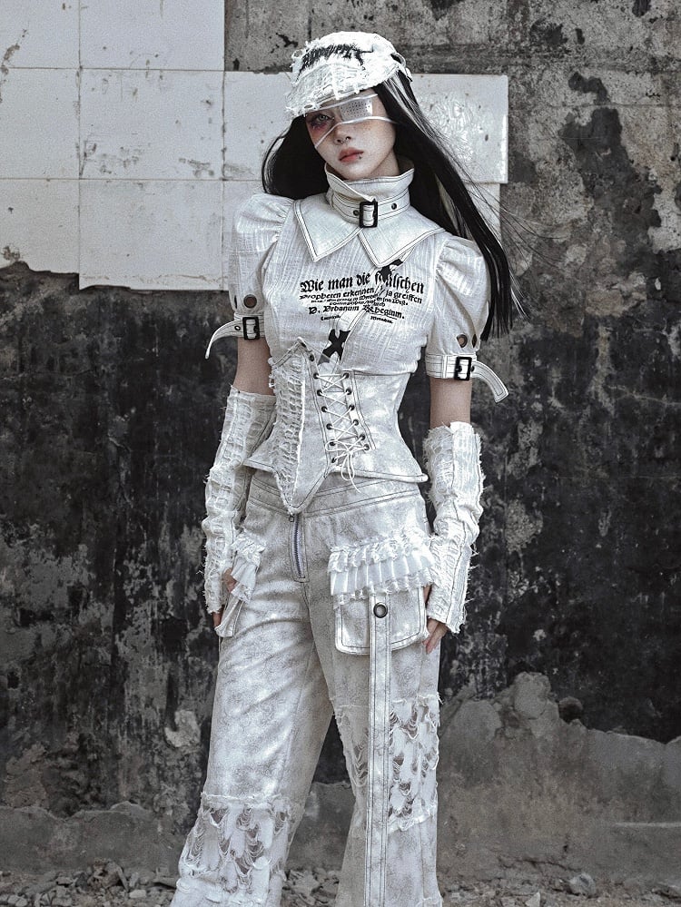 Grey Irregular Shape Boned Corset Belt