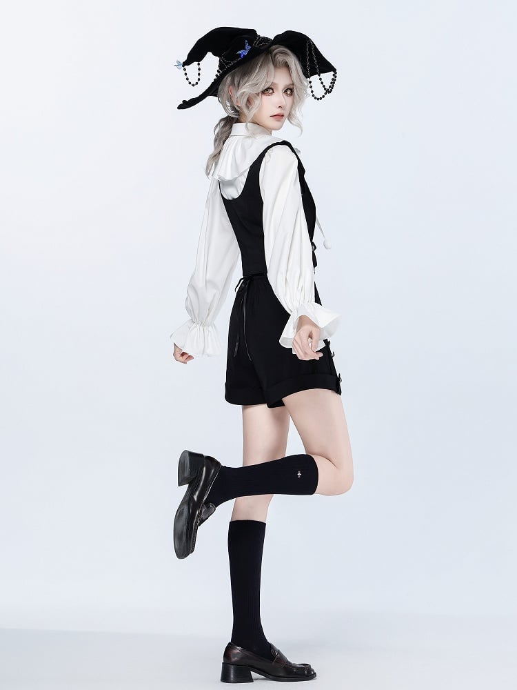 Ouji Fashion Clown Vibes White Shirt with Separate Collar and Polka Dot Bowtie