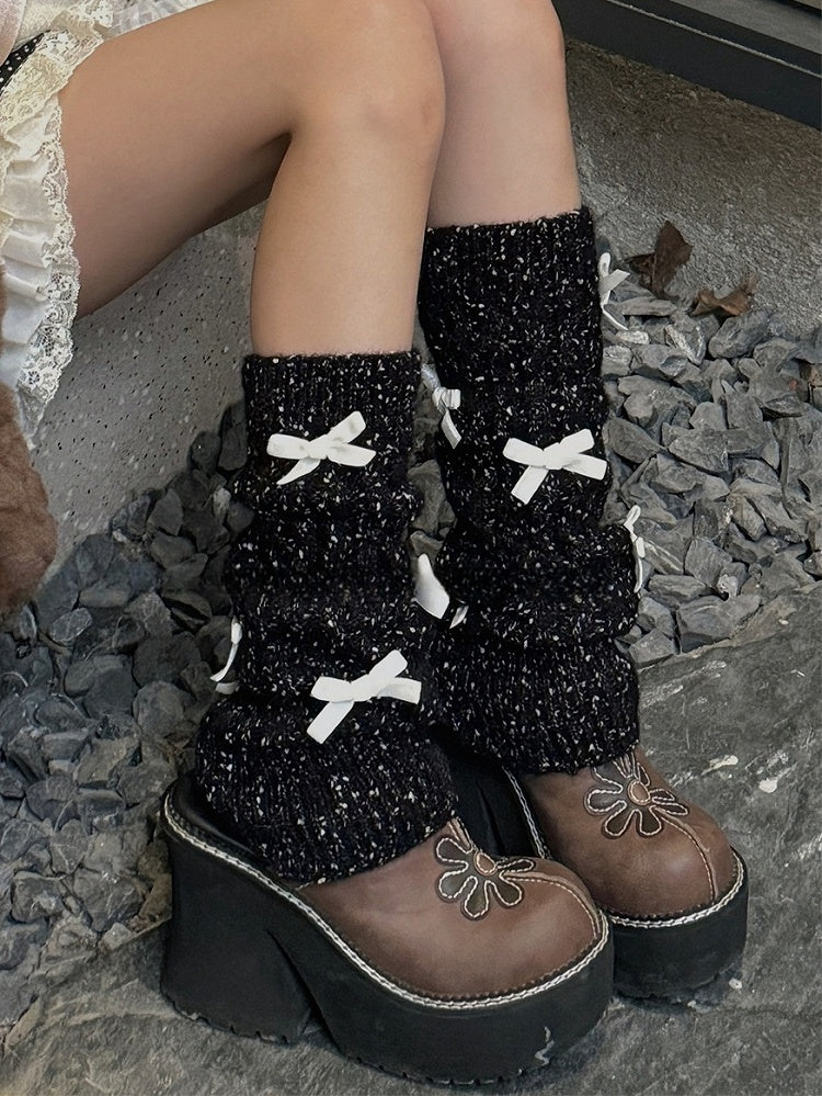Milk White/Black/Apricot/Camel/Pink/Green Sweet Bowknot Leg Warmers