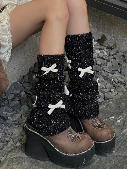 Milk White/Black/Apricot/Camel/Pink/Green Sweet Bowknot Leg Warmers