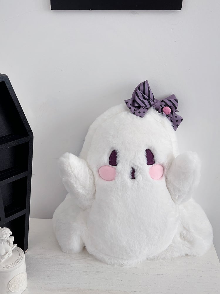 White Ghost Shaped Plush Backpack Large Size